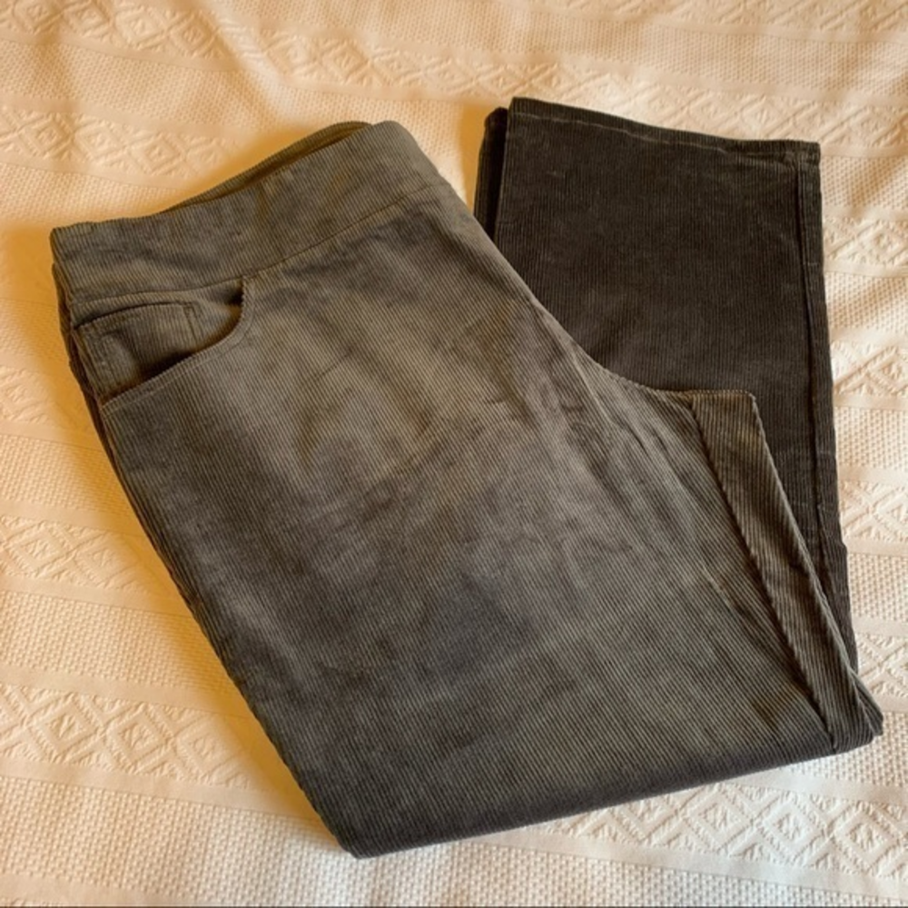 NWOT Denim & Company Gray Corduroy‎ Pull On 5 Pocket Jeans Size 28W